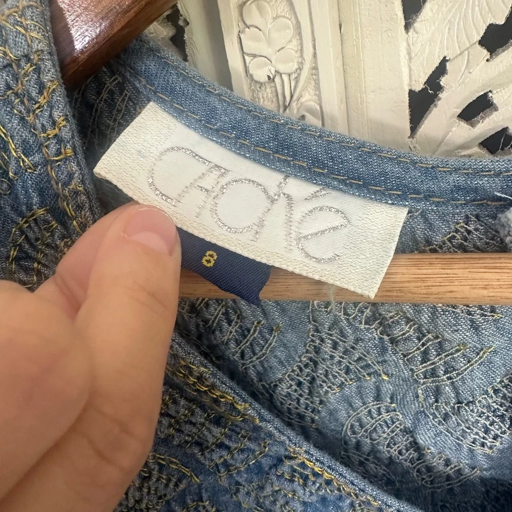 Vtg NWT Cache Chambray Long Sleeve Stretchy‎ Wide Leg Jumpsuit Sz Medium - Picture 6 of 7